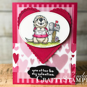 Coffee & Crafts Class: Postcard Pals - Otter Valentine | Stampin Up Demonstrator Linda Cullen | Crafty Stampin’ | Purchase your Stampin’ Up Supplies | Postcard Pals stamps set | Hey Love Stamp Set | In Color 2018 - 2020 6x6 Designer Series Paper | Be Mine Stitched Framelits | Stitched Shapes Framelits | Heart Epoxy Droplets | Stampin Blends | Lily Framelits | All My Love Designer Series Paper