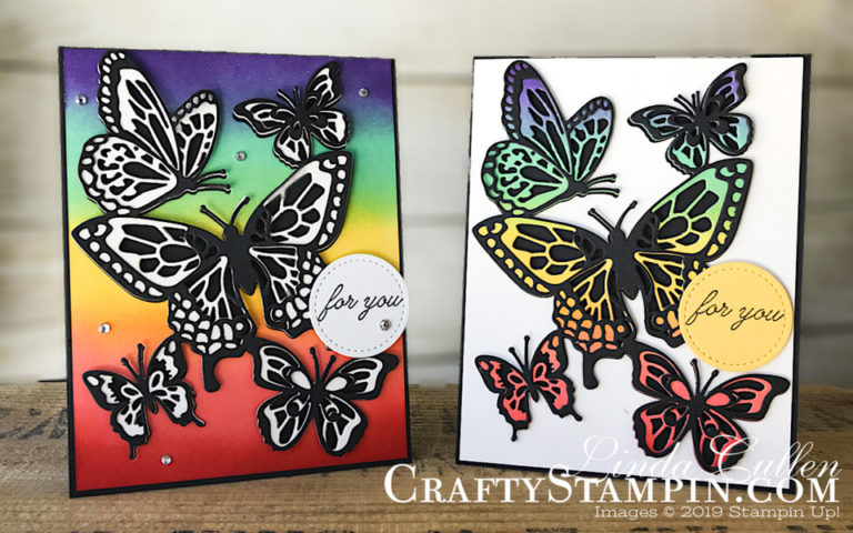 Coffee & Crafts Class: Beauty Abounds - Rainbow Butterflies | Stampin Up Demonstrator Linda Cullen | Crafty Stampin’ | Purchase your Stampin’ Up Supplies | Beauty Abounds Stamp Set | Butterfly Beauty Thinlits Dies | Stitched Shape Framelits | Sponge Brayer