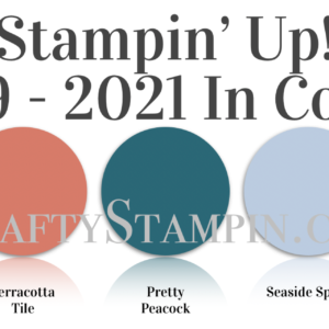 Introducing 2019 - 2021 Stampin Up In Colors | Stampin Up Demonstrator Linda Cullen | Crafty Stampin’ | Purchase your Stampin’ Up Supplies | Rococo Rose | Terracotta Tile | Pretty Peacock | Seaside Spray | Purple Pose