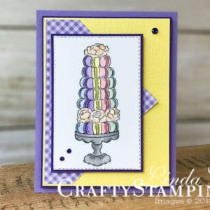 Stamp It Group 2019 New Catalog Ideas Blog Hop | Stampin Up Demonstrator Linda Cullen | Crafty Stampin’ | Purchase your Stampin’ Up Supplies |Birthday Goodness stamp set | Subtle 6x6 Designer Series Paper | Stampin’ Blends | Stitched Rectangle Dies | Noble Peacock Rhinestones