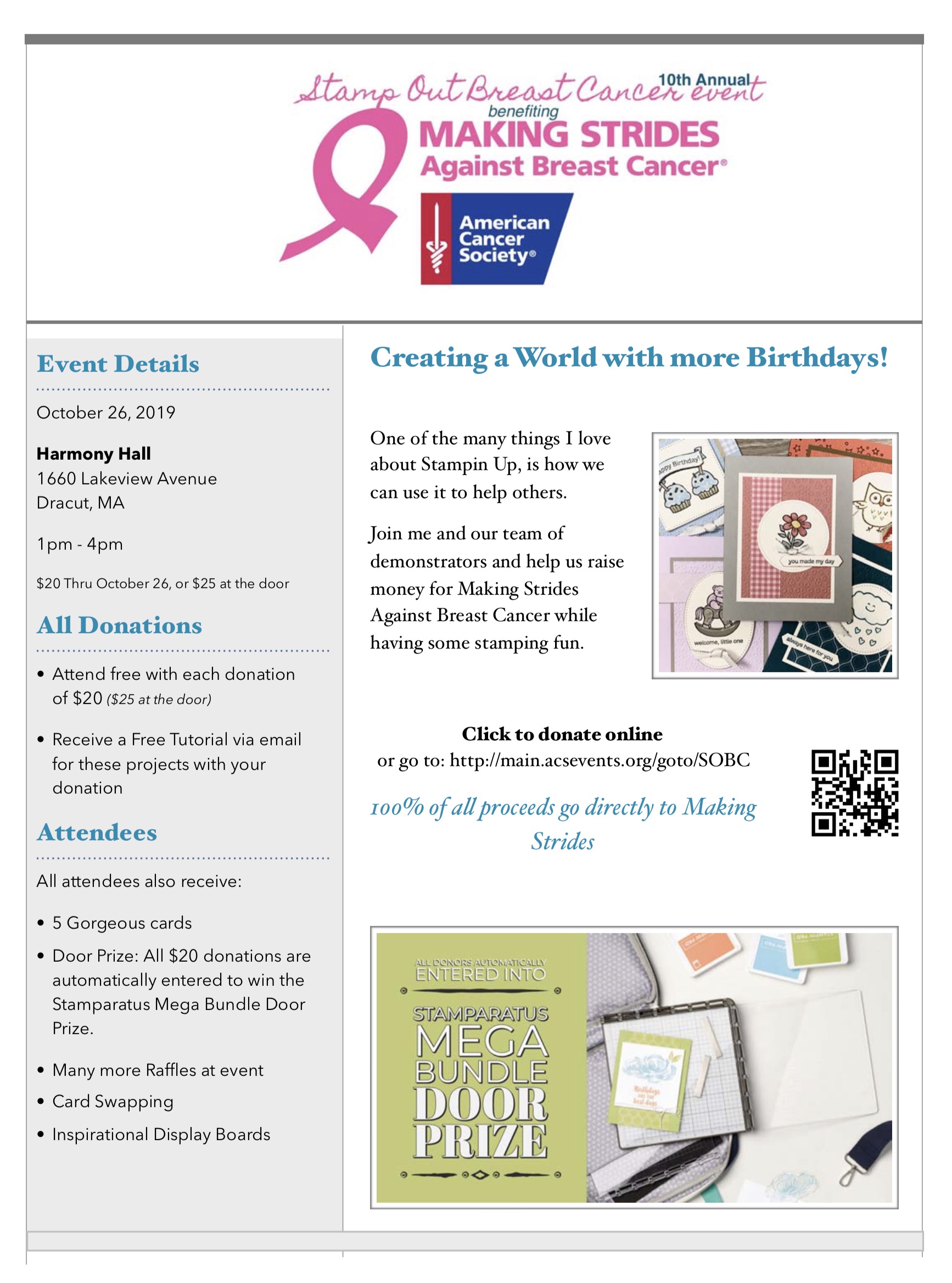 Stamp Out Breast Cancer | Stampin Up Demonstrator Linda Cullen | Crafty Stampin’ | Purchase your Stampin’ Up Supplies