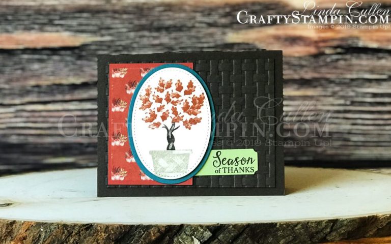 Beauty & Joy - Season of Thanks | Stampin Up Demonstrator Linda Cullen | Crafty Stampin’ | Purchase your Stampin’ Up Supplies | Beauty & Joy Stamp Set | Stitched Shape Dies | Layering Ovals Dies | Basket Weave 3D Embossing Folder | Come to Gather Designer Series Paper