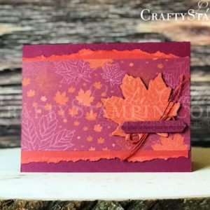 Gather Together - Autumn Leaf | Stampin Up Demonstrator Linda Cullen | Crafty Stampin’ | Purchase your Stampin’ Up Supplies | Gather Together Stamp Set | Come to Gather Designer Series Paper | Gathered Leaves Dies | Come to Gather Ribbon Combo Pack | Golden Glitz Ink Pad | Classic Label Punch