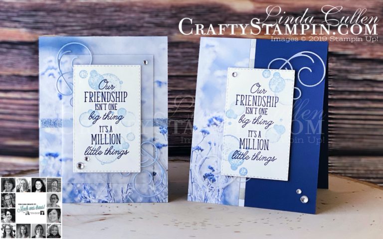 You Can Create It - International Inspiration - January 2020 | Stampin Up Demonstrator Linda Cullen | Crafty Stampin’ | Purchase your Stampin’ Up Supplies | Beauty Abounds Stamp Set | Feels Like Frost Specialty Designer Series Paper | Parisian Dies | Stitched Rectangle Dies | Seaside Spray 1/4” Ribbon | Frosted & Clear Epoxy Droplets