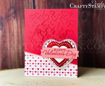 Stamp It Group 2020 Valentine's Day Blog Hop | Stampin Up Demonstrator Linda Cullen | Crafty Stampin’ | Purchase your Stampin’ Up Supplies | Heart to Heart Stamp Set | Detailed Hearts Die | Heart Punch Pack | From My Heart Specialty Designer Series Paper | Lakeside Dies |