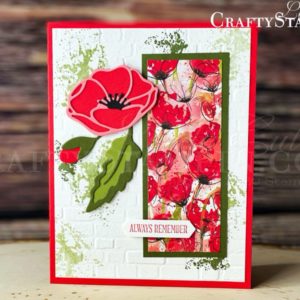 Peaceful Moments - Always Remember | Stampin Up Demonstrator Linda Cullen | Crafty Stampin’ | Purchase your Stampin’ Up Supplies | Tropical Oasis Suite | Peaceful Moments Stamp Set | Poppy Moments Dies | Classic Label Punch | Brick & Mortar 3D Embossing Folder