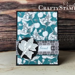 Botanical Prints Friend in Pretty Peacock | Stampin Up Demonstrator Linda Cullen | Crafty Stampin’ | Purchase your Stampin’ Up Supplies | Botanical Prints Product Medley | Stitched Rectangle Dies | Starburst Punch