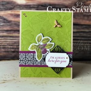 Stampin Scoop Botanical Prints Product Medley | Stampin Up Demonstrator Linda Cullen | Crafty Stampin’ | Purchase your Stampin’ Up Supplies | Botanical Prints Product Medley | Label Me Fancy Punch | Champagne Basic Rhinestones Jewels