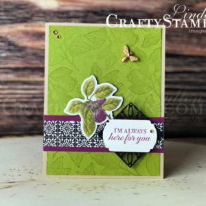 Stampin Scoop Botanical Prints Product Medley | Stampin Up Demonstrator Linda Cullen | Crafty Stampin’ | Purchase your Stampin’ Up Supplies | Botanical Prints Product Medley | Label Me Fancy Punch | Champagne Basic Rhinestones Jewels