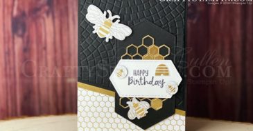 Stamp It Group 2020 Sale-a-bration Blog Hop | Stampin Up Demonstrator Linda Cullen | Crafty Stampin’ | Purchase your Stampin’ Up Supplies | Sending You Thoughts Stamp Set | Detailed Bee Dies | Stitched Nested Dies | 1/2” Circle Punch | Mosaic 3D Embossing Folder