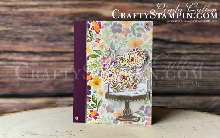 Happy Birthday To You with Best Dressed Floral | Stampin Up Demonstrator Linda Cullen | Crafty Stampin’ | Purchase your Stampin’ Up Supplies | Happy Birthday to You Stamp Set | Birthday Dies | Best Dressed Designer Series Paper | Champagne Foil Sheets | Layering Ovals Dies | Champagne Rhinestone Basic Jewels