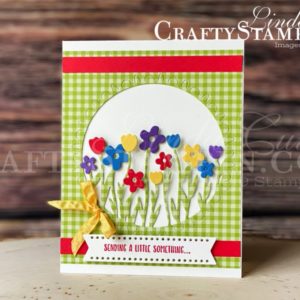 Sending You Thoughts Gingham Flowers | Stampin Up Demonstrator Linda Cullen | Crafty Stampin’ | Purchase your Stampin’ Up Supplies | Sending You Thoughts Stamp Set | Sending Flowers Dies | Brights 6" X 6" (15.2 X 15.2 Cm) Designer Series Paper - 149613 |