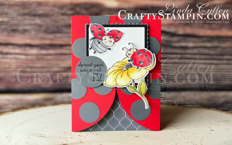 Coffee & Crafts Class: Little Ladybug | Stampin Up Demonstrator Linda Cullen | Crafty Stampin’ | Purchase your Stampin’ Up Supplies | Little Ladybug Stamp Set | Ladybugs Die | Layering Squares Dies | Layering Ovals Dies | Stampin’ Blends
