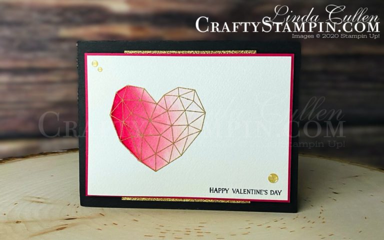 Coffee & Crafts Class: Modern Heart | Stampin Up Demonstrator Linda Cullen | Crafty Stampin’ | Purchase your Stampin’ Up Supplies | Modern Heart Stamp Set | Forever Lovely Stamp Set | Fluid 100 Watercolor Paper | Gold Glimmer Paper | Gold Glitter Enamel Dots