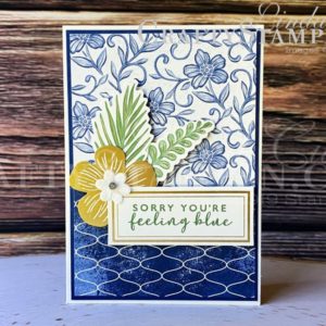 Boho Indigo Note-Card Feeling Blue | Stampin Up Demonstrator Linda Cullen | Crafty Stampin’ | Purchase your Stampin’ Up Supplies | Boho Indigo Product Medley Kit | Very Vanilla Note Card & Envelopes