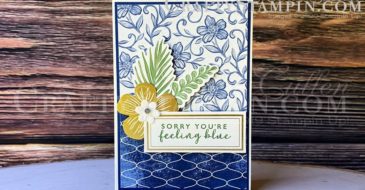 Boho Indigo Note-Card Feeling Blue | Stampin Up Demonstrator Linda Cullen | Crafty Stampin’ | Purchase your Stampin’ Up Supplies | Boho Indigo Product Medley Kit | Very Vanilla Note Card & Envelopes
