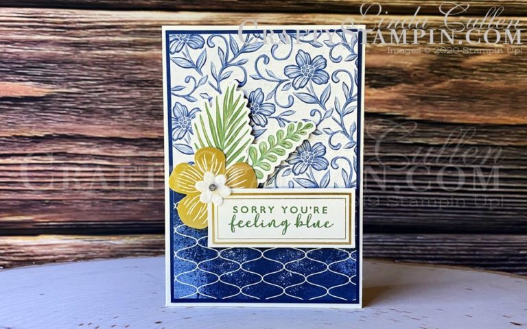 Boho Indigo Note-Card Feeling Blue | Stampin Up Demonstrator Linda Cullen | Crafty Stampin’ | Purchase your Stampin’ Up Supplies | Boho Indigo Product Medley Kit | Very Vanilla Note Card & Envelopes