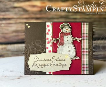Stamp It Group 2021 Christmas In July Blog Hop | Stampin Up Demonstrator Linda Cullen | Crafty Stampin’ | Purchase your Stampin’ Up Supplies |Snow Wonder stamp set | Poinsettia Place Designer Series Paper | Plaid Tidings Designer Series Paper | Brushed Metallic Cardstock | Snow Time Dies | Evergreen Forest 3D Embossing Folder | Gold Glitter Enamel Dots