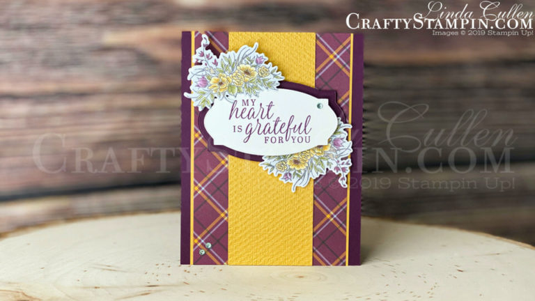 Stamp It Group 2020 Thanksgiving Theme Blog Hop | Stampin Up Demonstrator Linda Cullen | Crafty Stampin’ | Purchase your Stampin’ Up Supplies | Autumn Goodness Stamp Set | Stampin Blends | Hippo & Friends Dies | Autumn Wheelbarrow Dies | Tasteful Textures 3D Embossing Folder