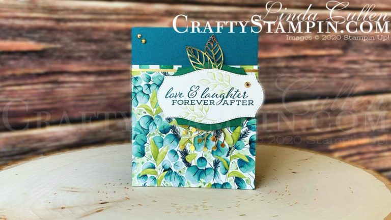 Coffee & Crafts: Forever Fern Love and Laughter | Stampin Up Demonstrator Linda Cullen | Crafty Stampin’ | Purchase your Stampin’ Up Supplies | Forever Greenery Suite | Forever Fern Stamp Set | Forever Gold Laser-cut Specialty Paper | Forever Greenery Designer Series Paper | Gilded Gems |