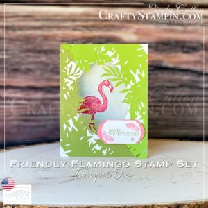 Coffee & Crafts: Tranquil Friendly Flamingo | Stampin Up Demonstrator Linda Cullen | Crafty Stampin’ | Purchase your Stampin’ Up Supplies | Friendly Flamingo Bundle [156212] | Friendly Flamingo Photopolymer Stamp Set [154386] | Fine Art Floral 12" X 12" (30.5 X 30.5 Cm) Designer Series Paper [154558] | Flamingo Dies [154313] - Price: $25.00 | Tranquil Dies [154331] - Price: $37.00 | Layering Ovals Dies [151771] - Price: $35.00 | Timeless Label Punch [149516] - Price: $18.00 | Label Me Fancy Punch [151297] - Price: $18.00 | Champagne Rhinestone Basic Jewels [151193] | Wink Of Stella Clear Glitter Brush [141897]