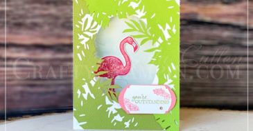 Coffee & Crafts: Tranquil Friendly Flamingo | Stampin Up Demonstrator Linda Cullen | Crafty Stampin’ | Purchase your Stampin’ Up Supplies | Friendly Flamingo Bundle [156212] | Friendly Flamingo Photopolymer Stamp Set [154386] | Fine Art Floral 12" X 12" (30.5 X 30.5 Cm) Designer Series Paper [154558] | Flamingo Dies [154313] - Price: $25.00 | Tranquil Dies [154331] - Price: $37.00 | Layering Ovals Dies [151771] - Price: $35.00 | Timeless Label Punch [149516] - Price: $18.00 | Label Me Fancy Punch [151297] - Price: $18.00 | Champagne Rhinestone Basic Jewels [151193] | Wink Of Stella Clear Glitter Brush [141897]