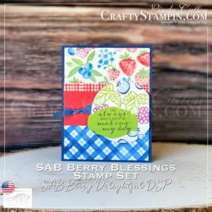 Berry Blessing is Berry Delightful | Stampin Up Demonstrator Linda Cullen | Crafty Stampin’ | Purchase your Stampin’ Up Supplies | Berry Blessings Bundle (English) [157613] | Dainty Diamonds 3D Embossing Folder [152702] | Stitched Shapes Dies [152323] | Story Label Punch [150076] | Misty Moonlight 2020–2022 In Color Ribbon [153624] | Blender Pens [102845] |