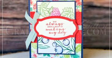 Berry Blessings Making My Day | Stampin Up Demonstrator Linda Cullen | Crafty Stampin’ | Purchase your Stampin’ Up Supplies | Berry Blessings Bundle (English) [157613] - Price: $0.00 - https://msb.im/13S5 | Hippo & Friends Dies [153585] - Price: $36.00 | Flowers For Every Season Ribbon Combo Pack [153620] | Greenery Embossing Folders [152716] | Blender Pens [102845] |