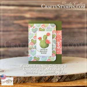 Flowering Cactus - How our Friendship has Grown | Stampin Up Demonstrator Linda Cullen | Crafty Stampin’ | Purchase your Stampin’ Up Supplies | Flowering Cactus Product Medley | Flowering Cactus Product Medley Refill | | Stitched So Sweetly Dies | Detailed Trio Punch |