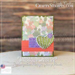 Flowering Cactus - How our Friendship has Grown | Stampin Up Demonstrator Linda Cullen | Crafty Stampin’ | Purchase your Stampin’ Up Supplies | Flowering Cactus Product Medley | Flowering Cactus Product Medley | Rectangle Postage Stamp Punch | Pastel Pearls