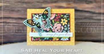 Heal Your Heart Butterfly | Stampin Up Demonstrator Linda Cullen | Crafty Stampin’ | Purchase your Stampin’ Up Supplies | Heal Your Heart Cling Stamp Set (English) [155291] | Flower & Field Designer Series Paper [155223] | Merry Merlot Classic Stampin' Pad [147112] | Butterfly Beauty Dies [151819] |