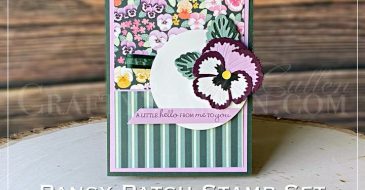 Coffee & Crafts: Pansy Petals Suite Introduction | Stampin Up Demonstrator Linda Cullen | Crafty Stampin’ | Purchase your Stampin’ Up Supplies | Pansy Patch Stamp Set #154999 | Pansy Dies #155680 | Pansy Petals Designer Series Paper #155807 | Pansy Patch Bundle | Pansy Petals Suite #155810 | Bumblebee Trinkets |