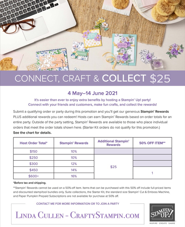 Connect, Craft & Collect - Earn more FREE stamps! | Join Stampin’ Up! | Frequently Asked Questions about becoming a Stampin’ Up! Demonstrator | Join the Craft Stampin’ Crew | Stampin Up Demonstrator Linda Cullen | Crafty Stampin’ | Purchase your Stampin’ Up Supplies |