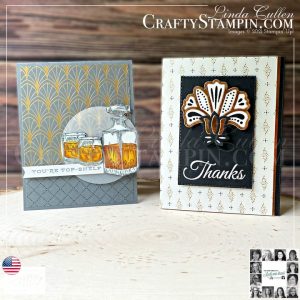 You Can Create It - International Inspiration - June 2021 | Join Stampin’ Up! | Frequently Asked Questions about becoming a Stampin’ Up! Demonstrator | Join the Craft Stampin’ Crew | Stampin Up Demonstrator Linda Cullen | Crafty Stampin’ | Purchase your Stampin’ Up Lighthearted Lines Cling Stamp Set [155042] | Shimmery White 8-1/2" X 11" Cardstock [101910] | Simply Elegant 12" X 12" Specialty Designer Series Paper [155761] | Copper Foil Sheets [142020] | Versamark Pad [102283] | Rectangle Stitched Dies [151820] | Batik Dies [155962] | All Dressed Up Dies [151665] | Basics Embossing Powders [155554] | Black Stampin' Dimensionals Combo Pack [150893] | Whiskey Business Cling Stamp Set (En) [152550] | Vellum 8-1/2" X 11" Cardstock [101856] | Stampin' Blends | Layering Circles Dies [151770] |