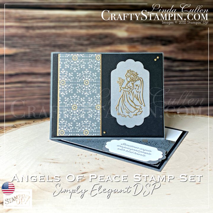 Stamp It Group July 2021 Christmas In July Blog Hop | Join Stampin’ Up! | Frequently Asked Questions about becoming a Stampin’ Up! Demonstrator | Join the Craft Stampin’ Crew | Stampin Up Demonstrator Linda Cullen | Crafty Stampin’ | Purchase your Stampin’ Up Angels Of Peace Stamp Set (156365) | Seasonal Labels Dies (156299) | Vellum 8-1/2" X 11" Cardstock [101856] | Simply Elegant 12" X 12" Specialty Designer Series Paper [155761] | Versamark Pad [102283] | Rectangle Stitched Dies [151820] | Delightful Tag Topper Punch [149518] | Metallics Embossing Powders [155555] | Metallic Pearls [146282] |