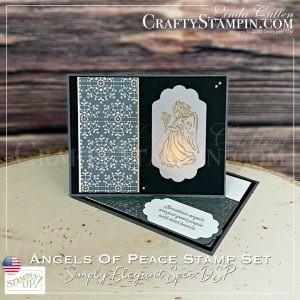 Angels of Peace | Stamp It Group July 2021 Christmas In July Blog Hop | Join Stampin’ Up! | Frequently Asked Questions about becoming a Stampin’ Up! Demonstrator | Join the Craft Stampin’ Crew | Stampin Up Demonstrator Linda Cullen | Crafty Stampin’ | Purchase your Stampin’ Up Angels Of Peace Stamp Set (156365) | Seasonal Labels Dies (156299) | Vellum 8-1/2" X 11" Cardstock [101856] | Simply Elegant 12" X 12" Specialty Designer Series Paper [155761] | Versamark Pad [102283] | Rectangle Stitched Dies [151820] | Delightful Tag Topper Punch [149518] | Metallics Embossing Powders [155555] | Metallic Pearls [146282] |