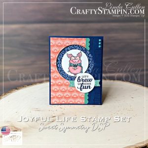 Crafting with Linda - Live Crafting - Joyful Life | Join Stampin’ Up! | Frequently Asked Questions about becoming a Stampin’ Up! Demonstrator | Join the Craft Stampin’ Crew | Stampin Up Demonstrator Linda Cullen | Crafty Stampin’ | Purchase Stampin’ Up! Product | Joyful Life Stamp Set [156529] | Brew Some Fun Stamp Set [154528] | Layering Circles Dies [151770] | Sweet Symmetry 12" X 12" DSP [155605] | Tasteful Labels Dies [152886] | Penned Flowers Dies [155557] | 2020–2022 In Color Square Gems [155572] |