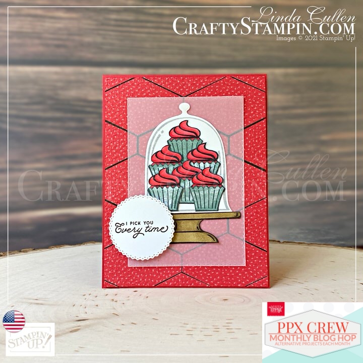 PPX Crew September Kit Blog Hop | Join Stampin’ Up! | Frequently Asked Questions about becoming a Stampin’ Up! Demonstrator | Join the Craft Stampin’ Crew | Stampin Up Demonstrator Linda Cullen | Crafty Stampin’ | Purchase Stampin’ Up! Product | FAQ about Paper Pumpkin Sweets & Treats Stamp Set [156561] | Vellum [101856] | Stampin' Blends | Cloche Dies [156386] - | Rectangle Stitched Dies [151820] | Tasteful Labels Dies [152886] | Tailored Tag Punch [145667] | Tasteful Textile 3D Embossing Folder