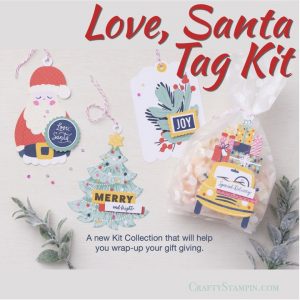 Love Santa Tag Kit | Join Stampin’ Up! | Frequently Asked Questions about becoming a Stampin’ Up! Demonstrator | Join the Craft Stampin’ Crew | Stampin Up Demonstrator Linda Cullen | Crafty Stampin’ | Purchase Stampin’ Up! Product | FAQ about Paper Pumpkin LOVE, SANTA TAG KIT [158375] | LOVE, SANTA TREAT BAGS [158381] |