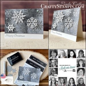 You Can Create It - International Challenge & Inspiration - November 2021 | Join Stampin’ Up! | Frequently Asked Questions about becoming a Stampin’ Up! Demonstrator | Join the Craft Stampin’ Crew | Stampin Up Demonstrator Linda Cullen | Crafty Stampin’ | Purchase Stampin’ Up! Product | FAQ about Paper Pumpkin Merry Snowflakes Stamp Set [156419] | Happy Holly-Days Stamp Set[156342] | Stitched Snowflakes Dies [156455] | Peaceful Place Specialty Designer Series Paper [156394] | Snowy White Velvet Sheets [156405] | Opal Rounds [154289] | Wink Of Stella Clear Glitter Brush [141897] | Metallics Embossing Powders [155555] |