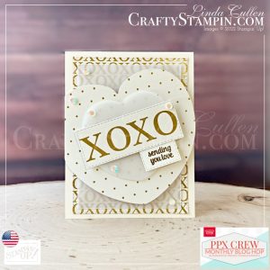 PPX Crew January 2022 Kit Blog Hop | Join Stampin’ Up! | Frequently Asked Questions about becoming a Stampin’ Up! Demonstrator | Join the Craft Stampin’ Crew | Stampin Up Demonstrator Linda Cullen | Crafty Stampin’ | Purchase Stampin’ Up! Product | FAQ about Paper Pumpkin Prepaid Paper Pumpkin Subscription | Rectangle Stitched Dies [151820] | Metallics Embossing Powders [155555] | Vellum 8-1/2" X 11" Cardstock [101856] | Heat Tool [129053] |
