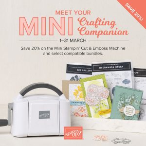 Savings are in Bloom - Save 20% on Mini Stampin Cut & Emboss Machine | Join Stampin’ Up! | Frequently Asked Questions about becoming a Stampin’ Up! Demonstrator | Join the Craft Stampin’ Crew | Stampin Up Demonstrator Linda Cullen | Crafty Stampin’ | Purchase Stampin’ Up! Product | FAQ about Paper Pumpkin Mini Stampin' Cut & Emboss Machine [150673] | All Squared Away Bundle [158382] | Art Gallery Bundle [156227] | Beauty Of Friendship Bundle [155834] | Celebrate Sunflowers Bundle [154065] | Garden Wishes Bundle [156220] | Hydrangea Haven Bundle [159519] | Pansy Patch Bundle [155674] | Quiet Meadow Bundle [155847] | Seascape Bundle [158359] | Sweet As A Peach Bundle [155823] | Welcoming Window Bundle [159529] | What's Cookin' Bundle [155845] | Wild Cats Bundle [155507] |