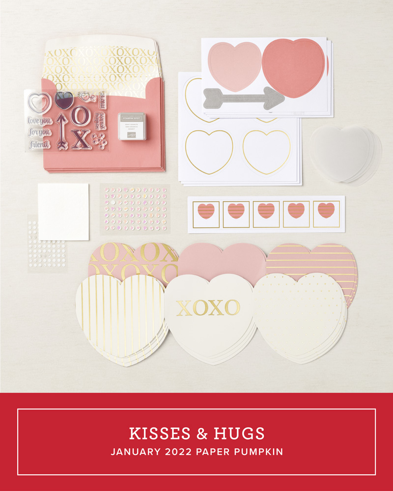 2022/01 - Kisses & Hugs - January 2022 Paper Pumpkin (Unopened) | Join Stampin’ Up! | Frequently Asked Questions about becoming a Stampin’ Up! Demonstrator | Join the Craft Stampin’ Crew | Stampin Up Demonstrator Linda Cullen | Crafty Stampin’ | Purchase Stampin’ Up! Product | FAQ about Paper Pumpkin |
