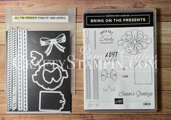 Bring on the Presents Stamp Set and All the Presents Dies Stampin' Up! Bundle - Retired | Join Stampin’ Up! | Frequently Asked Questions about becoming a Stampin’ Up! Demonstrator | Join the Craft Stampin’ Crew | Stampin Up Demonstrator Linda Cullen | Crafty Stampin’ | Purchase Stampin’ Up! Product | FAQ about Paper Pumpkin | Stampin' Up! Bring on the Presents Stamp Set (147767) | Stampin' Up! All the Presents Thinlits Dies (147917)