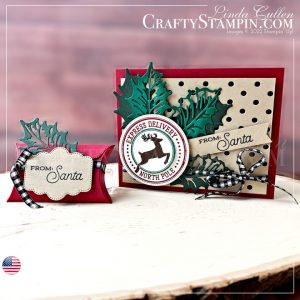 APPT November 2022 Paper Pumpkin Blog Hop | Join Stampin’ Up! | Frequently Asked Questions about becoming a Stampin’ Up! Demonstrator | Join the Craft Stampin’ Crew | Stampin Up Demonstrator Linda Cullen | Crafty Stampin’ | Purchase Stampin’ Up! Product | FAQ about Paper Pumpkin | 2021–2023 In Color™ 6" X 6" Designer Series Paper [159254] | Stylish Shapes Dies [159183] | Pretty Pillowbox Dies [156321] | Holly Berry Dies [159607] | Dots & Spots Die [159164] | Banners Pick A Punch [153608] | Black & White 1/4" Gingham Ribbon [156485] | Blending Brushes [153611] |