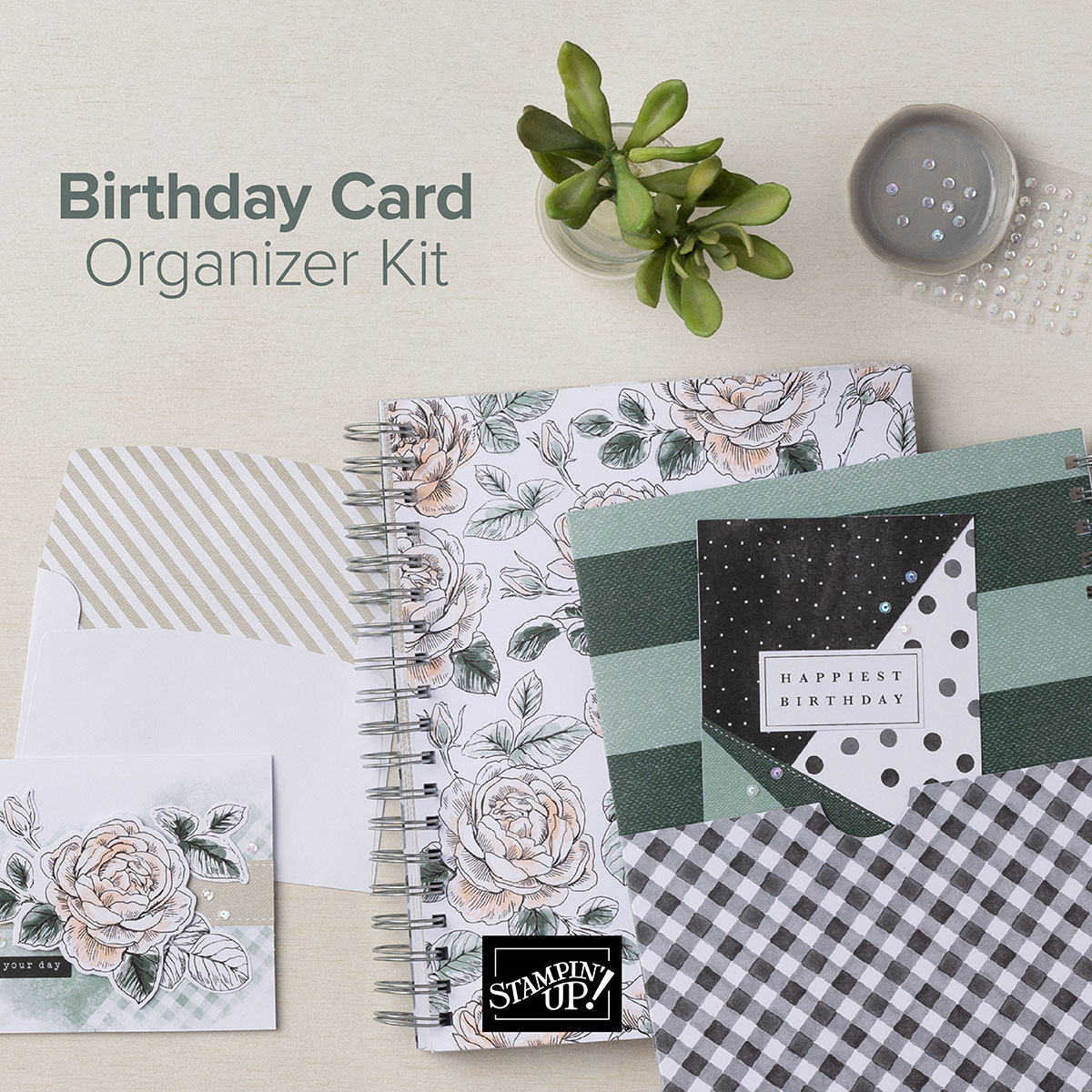 Birthday Card Organizer - Kits Collection | Join Stampin’ Up! | Frequently Asked Questions about becoming a Stampin’ Up! Demonstrator | Join the Craft Stampin’ Crew | Stampin Up Demonstrator Linda Cullen | Crafty Stampin’ | Purchase Stampin’ Up! Product | FAQ about Paper Pumpkin | FAQ about Kits Collection Birthday Card Organizer Kit [161056] | Stamparatus [146276] | Clear Block D [118485] | Clear Block I [118488] | Simply Shammy [147042] | Stampin' Scrub [126200] | Stampin' Mist [153648] | Paper Snips Scissors [103579] | Take Your Pick [144107] | Bulk Clear-Mount Stamp Cases [119105] | Grid Paper [130148] | Small Grid Paper [149621] | Stampin' Pierce Mat [126199] | Bone Folder [102300] | Stampin' Dimensionals [104430] | Stampin' Seal [152813] | Multipurpose Liquid Glue [110755] |