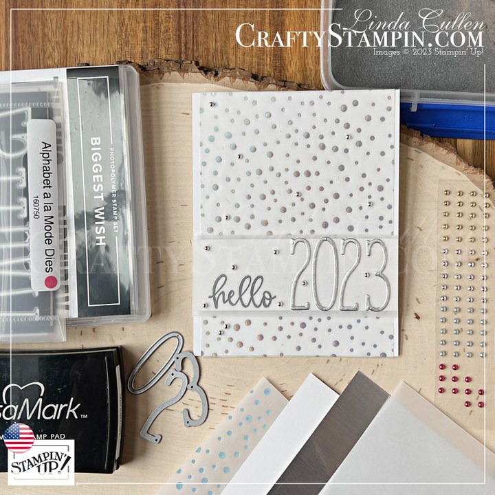 You Can Create It - International Challenge & Inspiration - December 2023 | Join Stampin’ Up! | Frequently Asked Questions about becoming a Stampin’ Up! Demonstrator | Join the Craft Stampin’ Crew | Stampin Up Demonstrator Linda Cullen | Crafty Stampin’ | Purchase Stampin’ Up! Product | FAQ about Paper Pumpkin | Alphabet a la Mode Dies [160750] | Biggest Wish Stamp Set [155052] | Festive Pearls [159963] | Metallics Embossing Powders [155555] | Heat Tool [129053] |