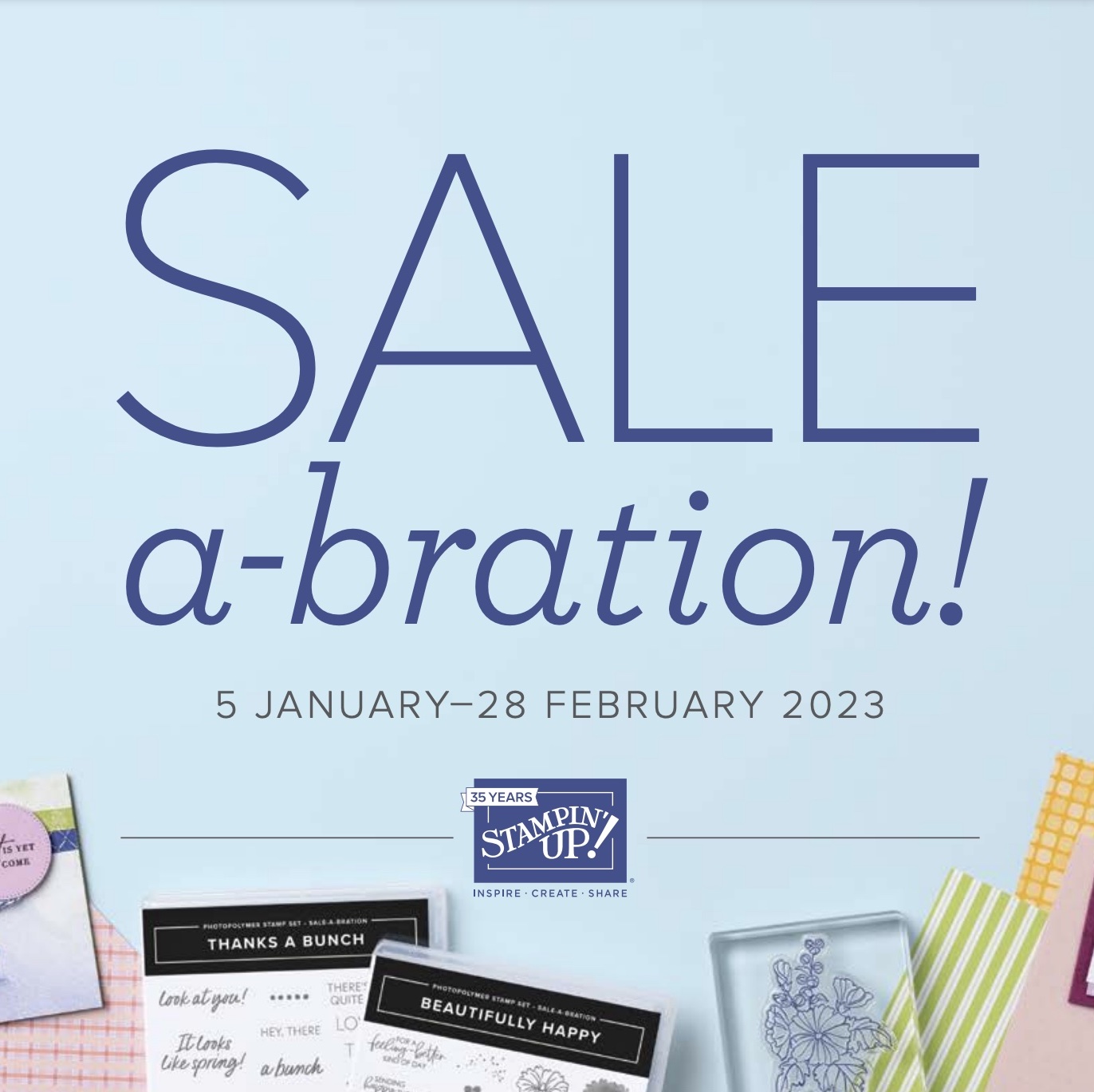 January - February Sale-a-bration | 2023 Stampin' Up! January - February Sale-a-bration | Join Stampin’ Up! | Frequently Asked Questions about becoming a Stampin’ Up! Demonstrator | Join the Craft Stampin’ Crew | Stampin Up Demonstrator Linda Cullen | Crafty Stampin’ | Purchase Stampin’ Up! Product | FAQ about Paper Pumpkin | FAQ about Kits Collection