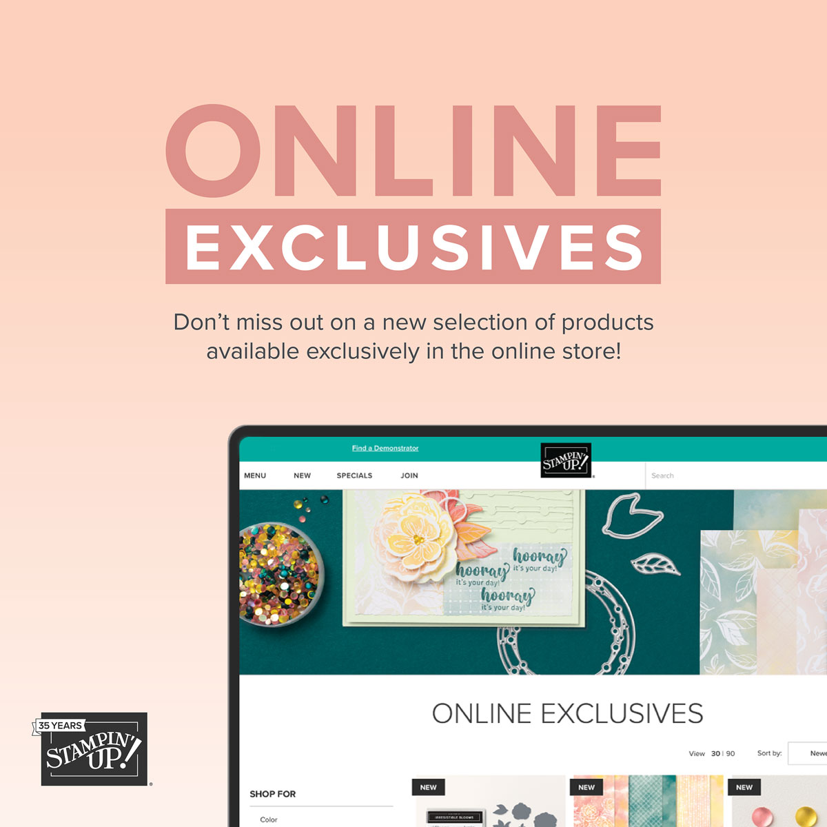 Online Exclusives now available | Join Stampin’ Up! | Frequently Asked Questions about becoming a Stampin’ Up! Demonstrator | Join the Craft Stampin’ Crew | Stampin Up Demonstrator Linda Cullen | Crafty Stampin’ | Purchase Stampin’ Up! Product | FAQ about Paper Pumpkin | FAQ about Kits Collection | Online Exclusive Products | Hello, Irresistible Suite Collection [161154] | Irresistible Blooms Bundle [161150] | Irresistible Blooms Stamp Set [161140] | Irresistible Blooms Dies [161149] | Hello, Irresistible 6" X 6" Designer Series Paper [161139] | Loose Frosted Dots [161153] | Tropical Leaf Bundle [161249] | Tropical Leaf Photopolymer Stamp Set [161242] | Tropical Leaf Punch [161248] | Rhino Ready Bundle [161387] | Rhino Ready Cling Stamp Set [160959] | Rhino Ready Dies [160985] | Growth Takes Time Stamp Set [161497] | Classic Letters Stamp Set [161267] | Hope & Peace Stamp Set [159773] | Naturally Gilded 12" X 12" Specialty Designer Series Paper [161639] | Elegant Borders Dies [161593] | Radiating Stitches Dies [161595] | Basics 3D Embossing Folders [161598] | 2" Circle Punch [133782] | 1-3/4"Circle Punch [119850] | Gold & Silver 1/8" Trim Combo Pack [161633] |