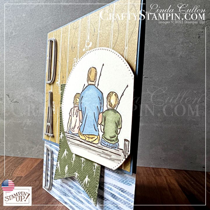 Stamp It Group May 2023 Father's Day Blog Hop | Join Stampin’ Up! | Frequently Asked Questions about becoming a Stampin’ Up! Demonstrator | Join the Craft Stampin’ Crew | Stampin Up Demonstrator Linda Cullen | Crafty Stampin’ | Purchase Stampin’ Up! Product | FAQ about Paper Pumpkin | FAQ about Kits Collection | Online Exclusive Products | Beside Me Stamp Set [160780] | Let's Go Fishing Designer Series Paper [161534] | Stylish Shapes Dies [159183] | Nested Essentials Dies [161597] | Alphabet À La Mode Dies [160750] |